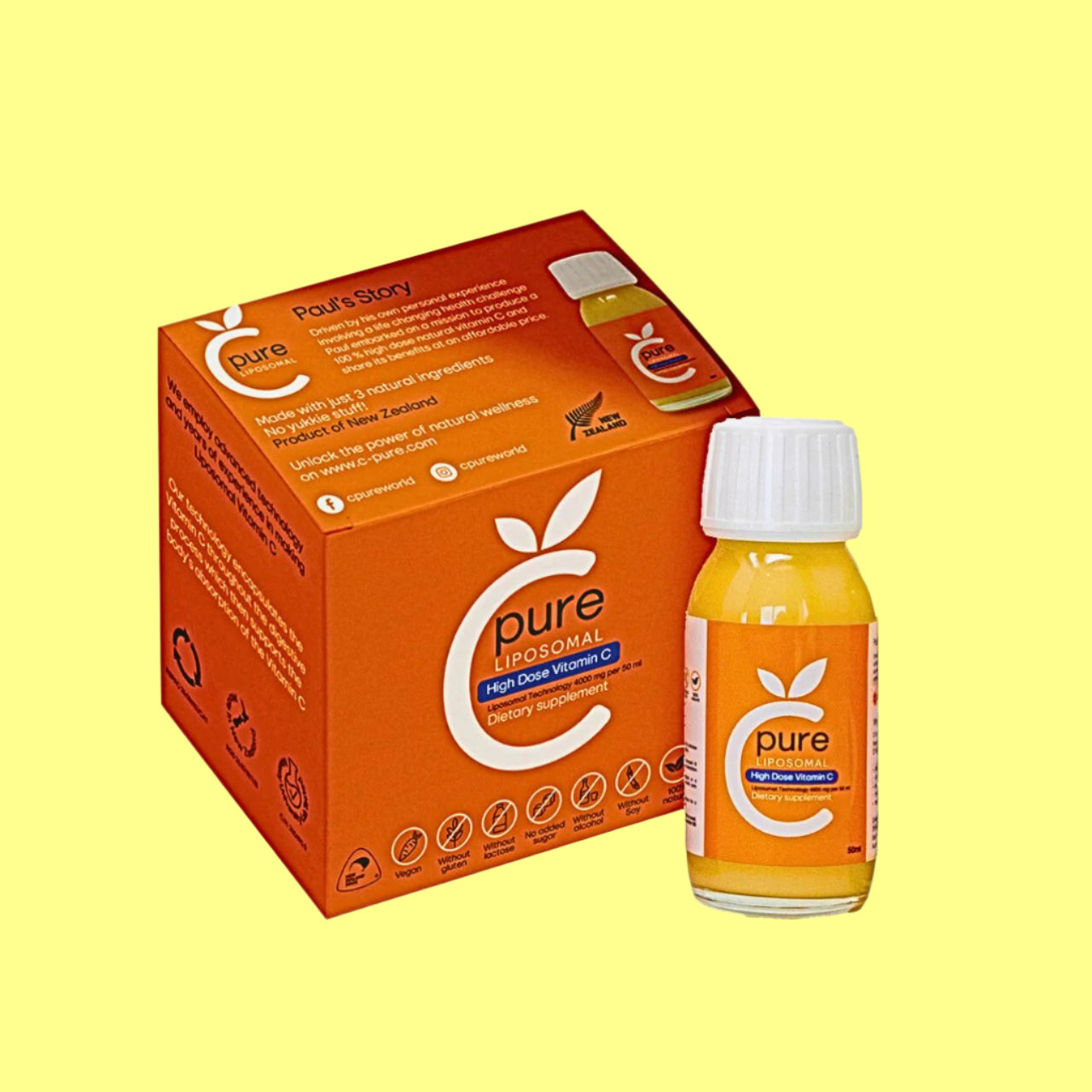 C-Pure High Dose Liposomal Vitamin C | 6x50ml | 12-Day Travel Supply