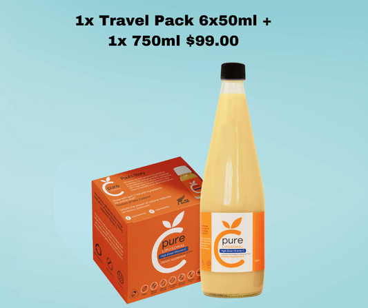 High Dose Liposomal Vitamin C 750ml Bottle + Travel pack Bundle